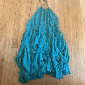 XS Free People green backless mini dress